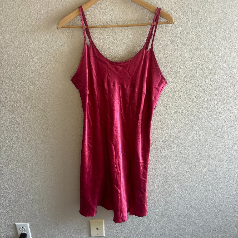 Red Slip Mini Dress Pure Silk Size Large